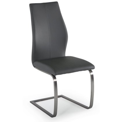 Pair of Irma Dining Chairs (Grey & Brushed Steel) Pair of Irma Dining Chairs (Grey & Brushed Steel)