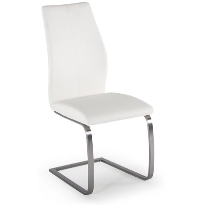 Pair of Irma Dining Chairs (White & Brushed Steel) Pair of Irma Dining Chairs (White & Brushed Steel)