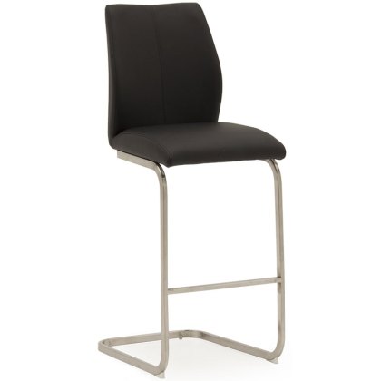Pair of Irma Bar Stools (Black & Brushed Steel) Pair of Irma Bar Stools (Black & Brushed Steel)