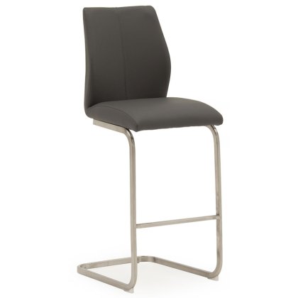 Pair of Irma Bar Stools (Grey & Brushed Steel) Pair of Irma Bar Stools (Grey & Brushed Steel)