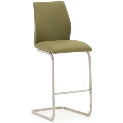 Pair of Irma Bar Stools (Olive & Brushed Steel) Pair of Irma Bar Stools (Olive & Brushed Steel)