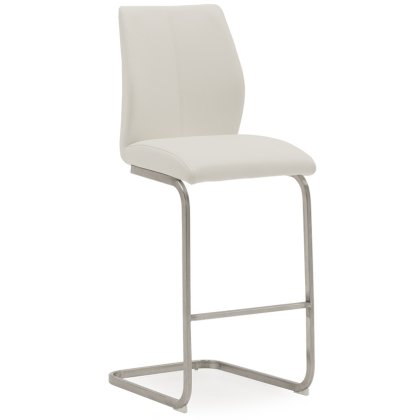 Pair of Irma Bar Stools (White & Brushed Steel) Pair of Irma Bar Stools (White & Brushed Steel)