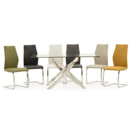 Pair of Elis Dining Chairs (Taupe & Chrome)