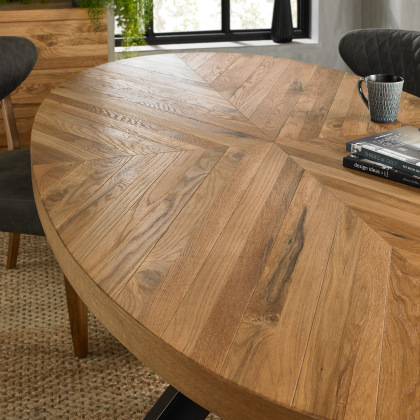 Ellipse Rustic Oak 6 Seater Oval Dining Table by Bentley Designs