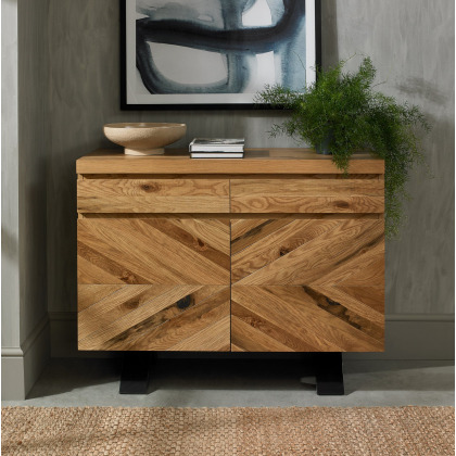 Ellipse Rustic Oak Narrow Sideboard by Bentley Designs