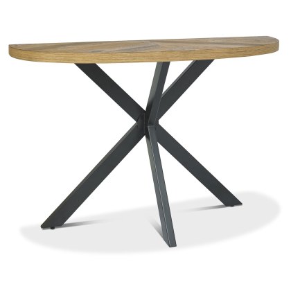Ellipse Rustic Oak Console Table by Bentley Designs