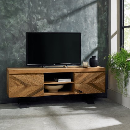 Ellipse Rustic Oak Entertainment Unit by Bentley Designs