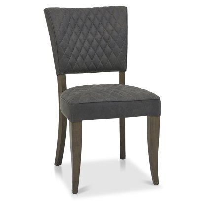 Pair of Logan Fumed Oak Upholstered Chairs (Dark Grey Fabric)
