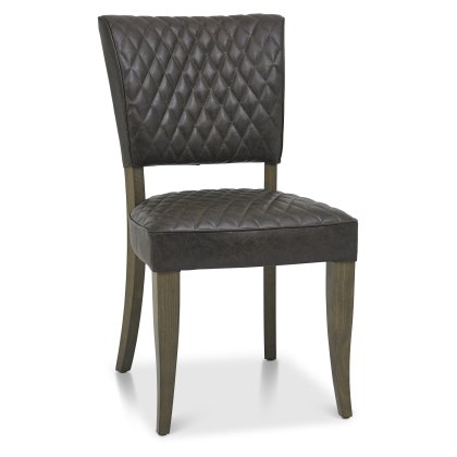 Pair of Logan Fumed Oak Upholstered Chairs (Old West Vintage Fabric) by Bentley Designs