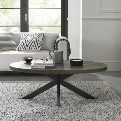 Ellipse Fumed Oak Oval Coffee Table by Bentley Designs