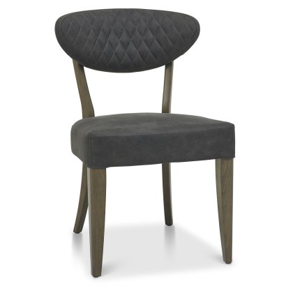 Pair of Ellipse Fumed Oak Upholstered Chairs (Dark Grey Fabric) by Bentley Designs
