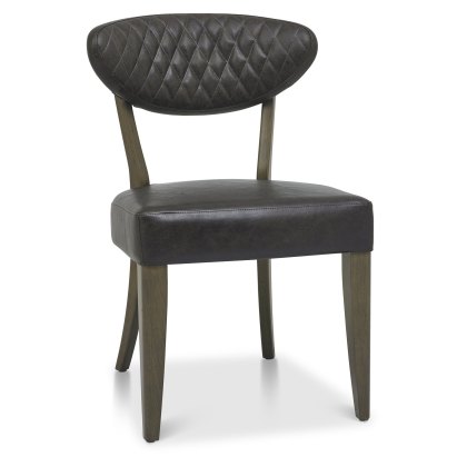 Pair of Ellipse Fumed Oak Upholstered Chairs (Old West Vintage Fabric) by Bentley Designs