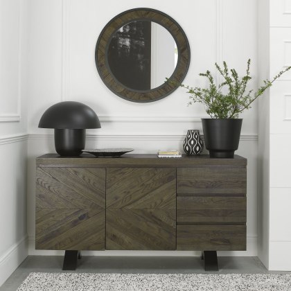 Ellipse Fumed Oak Round Wall Mirror by Bentley Designs