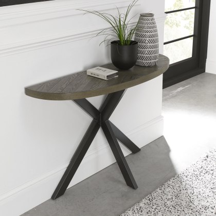 Ellipse Fumed Oak Console Table by Bentley Designs