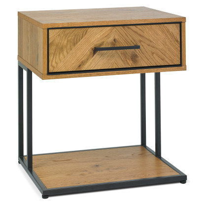 Riva Rustic Oak 1 Drawer Nightstand by Bentley Designs
