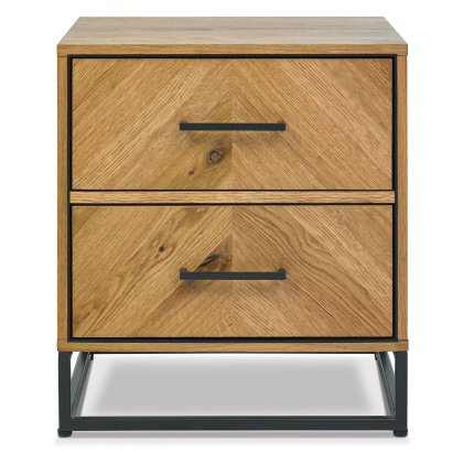 Riva Rustic Oak 2 Drawer Nightstand by Bentley Designs