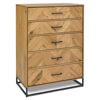 Riva Rustic Oak 5 Drawer Tall Chest by Bentley Designs