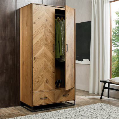 Riva Rustic Oak Double Wardrobe by Bentley Designs