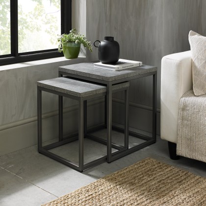 Renzo Zinc & Dark Grey Nest of Tables by Bentley Designs
