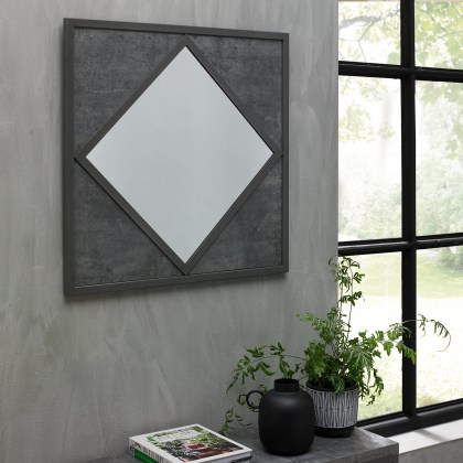 Renzo Zinc & Dark Grey Wall Mirror by Bentley Designs