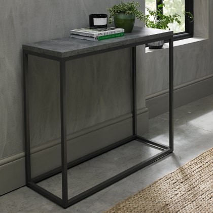 Renzo Zinc & Dark Grey Narrow Console Table by Bentley Designs