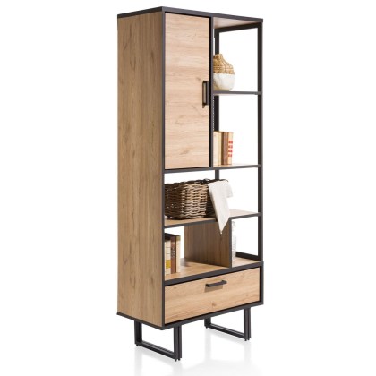 Avalon Bookcase with 1 Door, 1 Drawer & 5 Niches by Habufa Avalon Bookcase with 1 Door, 1 Drawer & 5 Niches by Habufa
