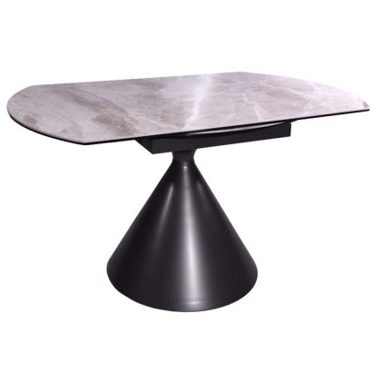 Alonsoe 85cm-136cm Ceramic Swivel Extending Dining Table (Gloss Light Grey)