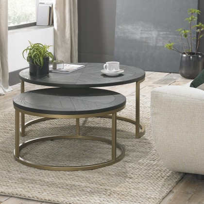 Chevron Peppercorn Ash Nest of Coffee Tables by Bentley Designs
