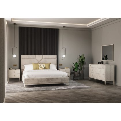 Leotta 7 Drawer Wide Chest (Stone) with Ribbed Top Drawers by Vida Living