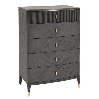 Leotta 5 Drawer Tall Chest (Ebony) by Vida Living