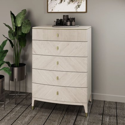Leotta 5 Drawer Tall Chest (Stone) by Vida Living