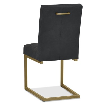 Pair of Athens Upholstered Cantilever Dining Chairs (Black Fabric) by Bentley Designs