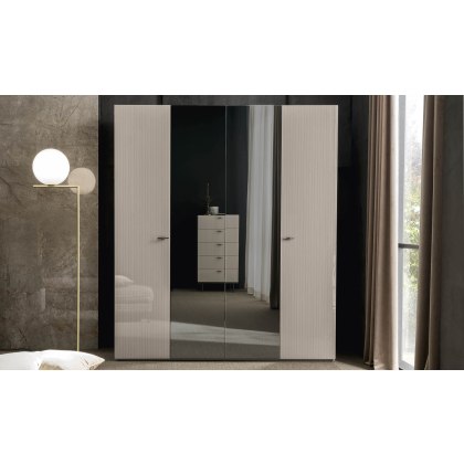 Claire 4 Door Wardrobe (2 Pearl Doors + 2 Mirror Doors) by ALF Italia