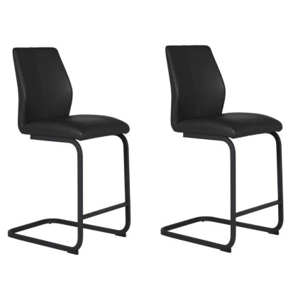 Pair of Vista Counter Stools (Black Faux Leather) Pair of Vista Counter Stools (Black Faux Leather)