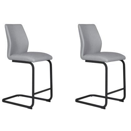 Pair of Vista Counter Stools (Grey Faux Leather) Pair of Vista Counter Stools (Grey Faux Leather)