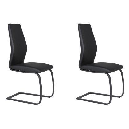Pair of Vista Dining Chairs (Black Faux Leather) Pair of Vista Dining Chairs (Black Faux Leather)