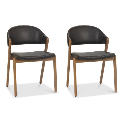 Pair of Regent Rustic Oak Dining Chairs (Old West Vintage Faux Leather) by Bentley Designs Pair of Regent Rustic Oak Dining Chairs (Old West Vintage Faux Leather) by Bentley Designs