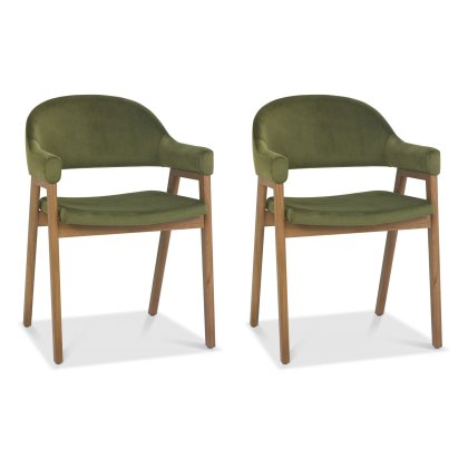 Pair of Regent Rustic Oak Dining Armchairs (Cedar Velvet) by Bentley Designs Pair of Regent Rustic Oak Dining Armchairs (Cedar Velvet) by Bentley Designs
