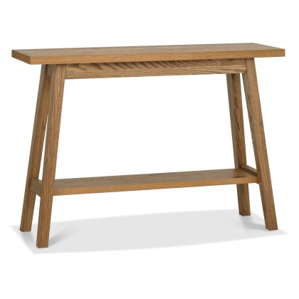 Regent Rustic Oak Console Table with Shelf by Bentley Designs