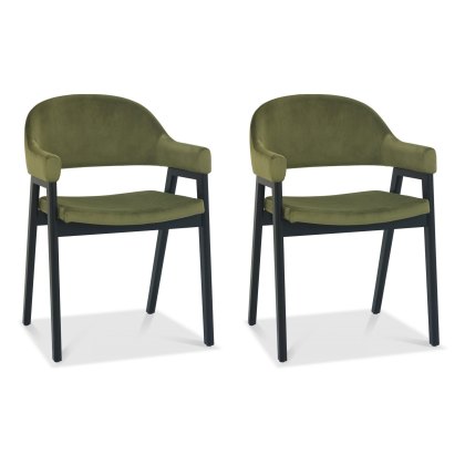 Pair of Regent Peppercorn Dining Armchairs (Cedar Velvet) by Bentley Designs