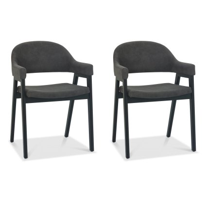 Pair of Regent Peppercorn Dining Armchairs (Grey Fabric) by Bentley Designs