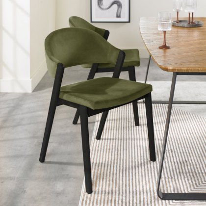 Pair of Regent Peppercorn Dining Chairs (Cedar Velvet) by Bentley Designs