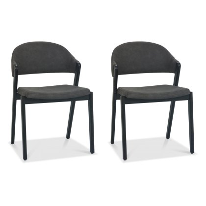 Pair of Regent Peppercorn Dining Chairs (Dark Grey Fabric) by Bentley Designs