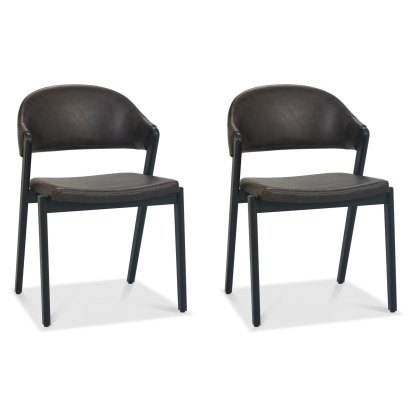 Pair of Regent Peppercorn Dining Chairs (Old West Vintage Faux Leather) by Bentley Designs