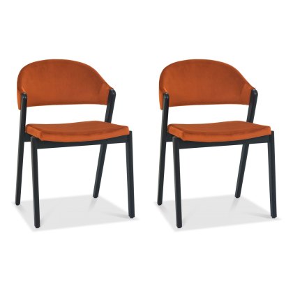 Pair of Regent Peppercorn Dining Chairs (Rust Velvet) by Bentley Designs