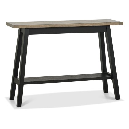 Regent Weathered Oak & Peppercorn Console Table with Shelf by Bentley Designs