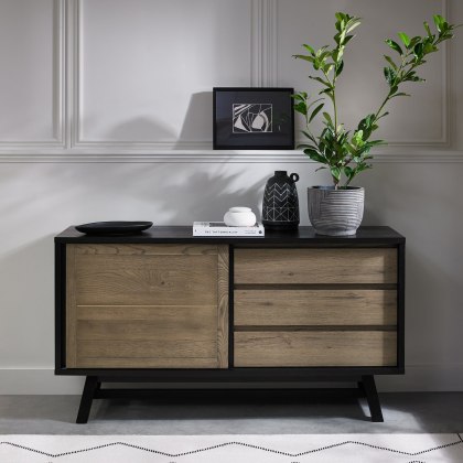 Regent Weathered Oak & Peppercorn Narrow Sideboard by Bentley Designs