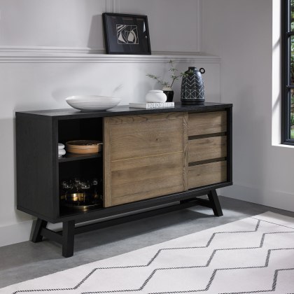 Regent Weathered Oak & Peppercorn Wide Sideboard by Bentley Designs