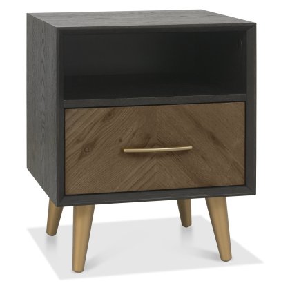 Sienna Fumed Oak & Peppercorn 1 Drawer Nightstand by Bentley Designs