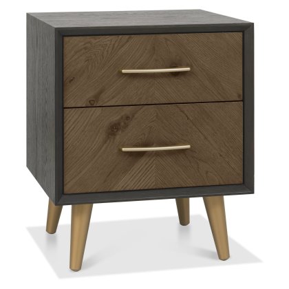 Sienna Fumed Oak & Peppercorn 2 Drawer Nightstand by Bentley Designs